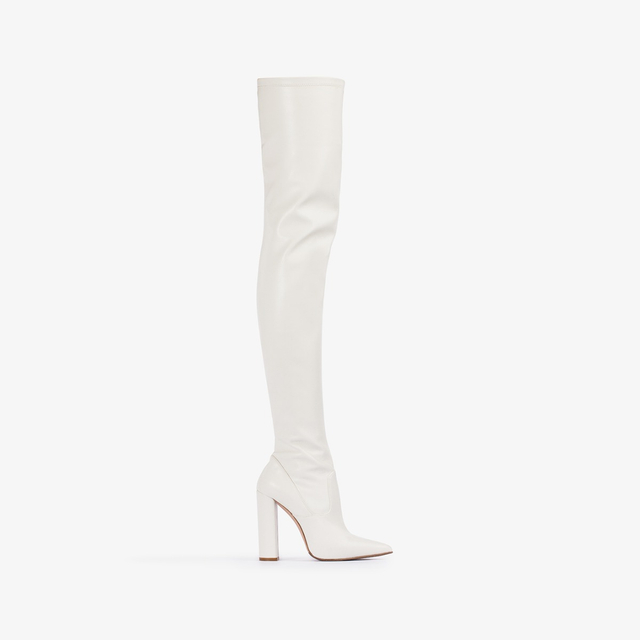 Le Silla Stivale sopra al ginocchio pelle vegan stretch bianco milk