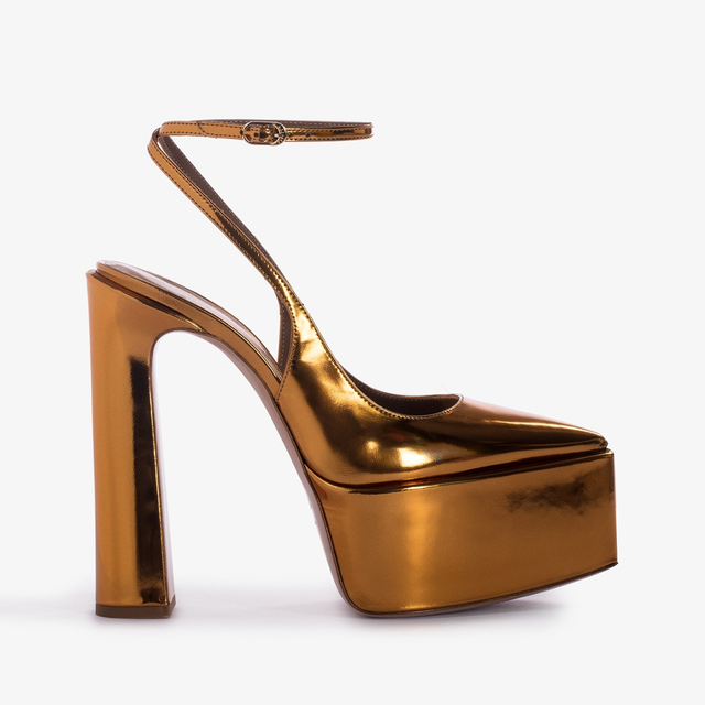 Le Silla Slingback con plateau metallizzata arancione marigold