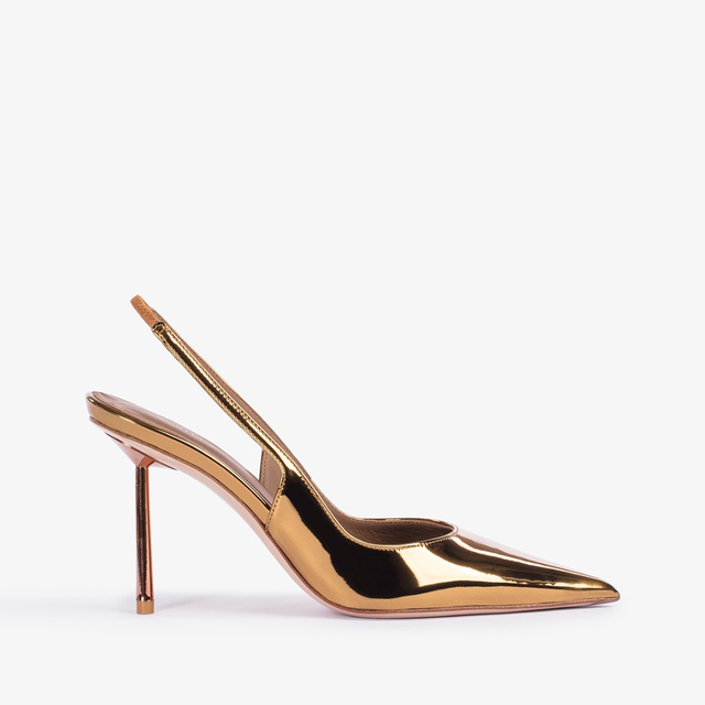 Le Silla Slingback metallizzata arancione marigold