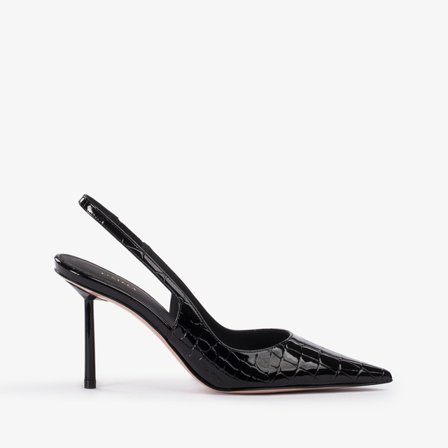 Le Silla Slingback stampa cocco nera