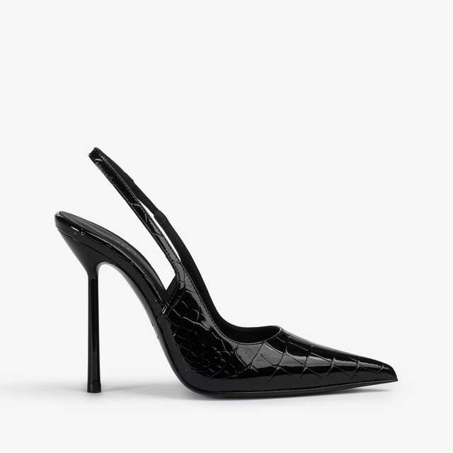 Le Silla Slingback stampa coccodrillo nera