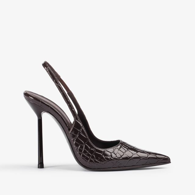 Le Silla Slingback stampa coccodrillo marrone fondente