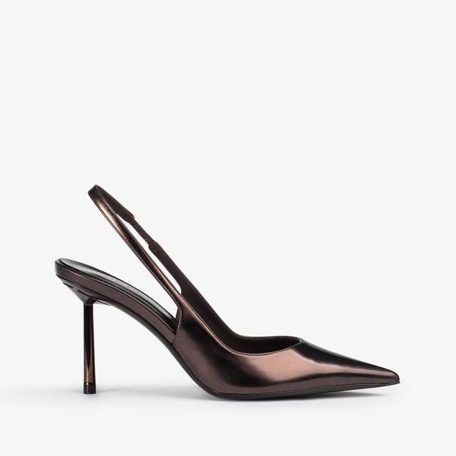 Le Silla Slingback metallizzata marrone fondente