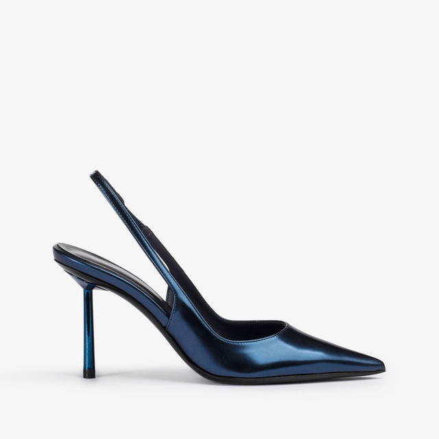 Le Silla Slingback metallizzata blu danubio