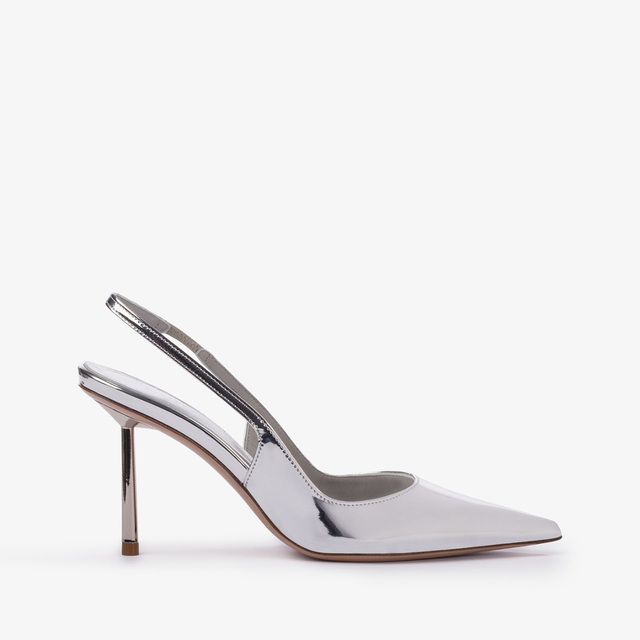 Le Silla Slingback metallizzata argento