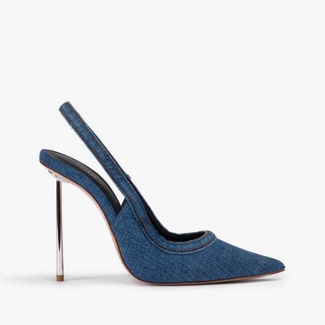 Le Silla Slingback denim blu