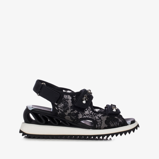 Le Silla Sandalo pizzo nero