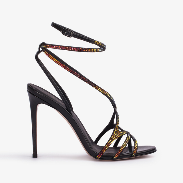 Le Silla Sandalo gioiello cristalli nero iridescente