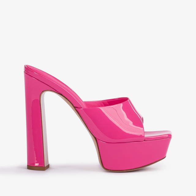 Le Silla Sandalo mule con plateau vernice fucsia party