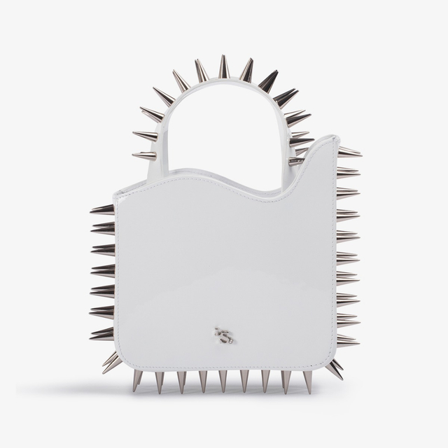 Le Silla Small bag vernice bianca con borchie argento