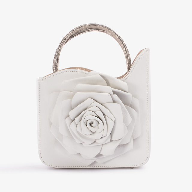 Le Silla Small bag pelle bianca carta e Cristalli