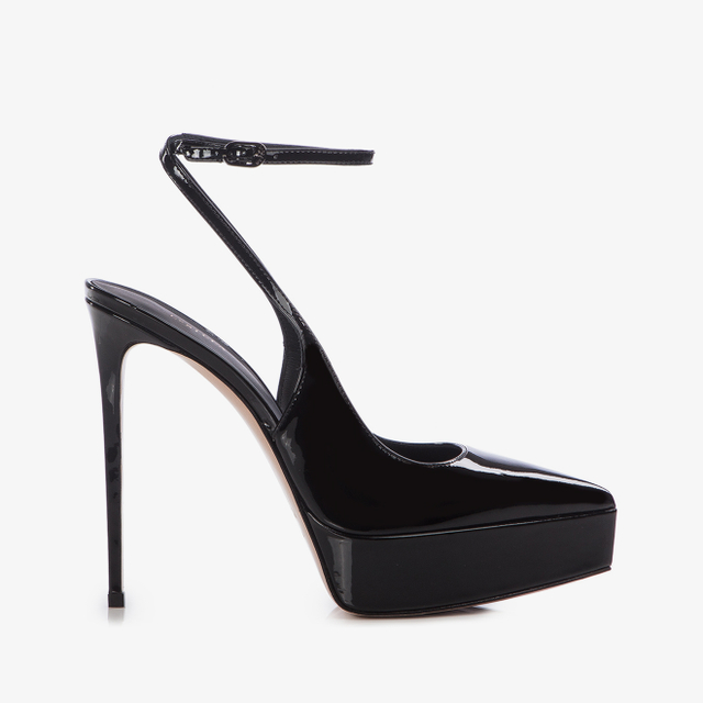 Le Silla Slingback con plateau vernice nera