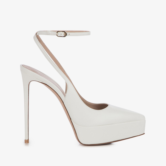 Le Silla Slingback con plateau pelle bianca carta