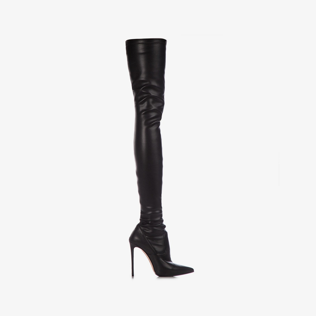 Le Silla Stivale sopra il ginocchio pelle vegan stretch nero