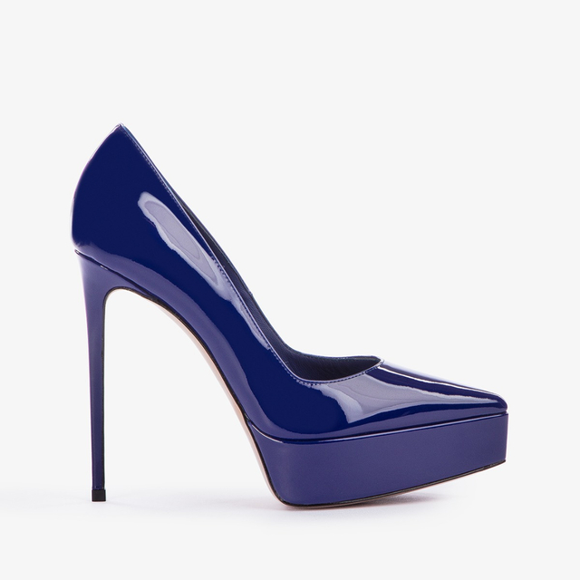 Le Silla Décolleté con plateau vernice blu lazuli