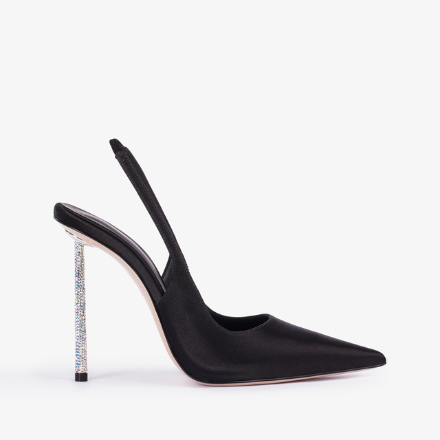 Le Silla Slingback raso nero